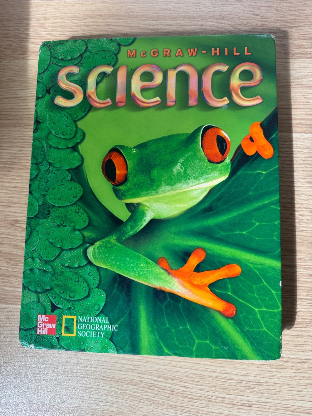 Science Textbook with National Geographic Frog Cover - Green/Orange